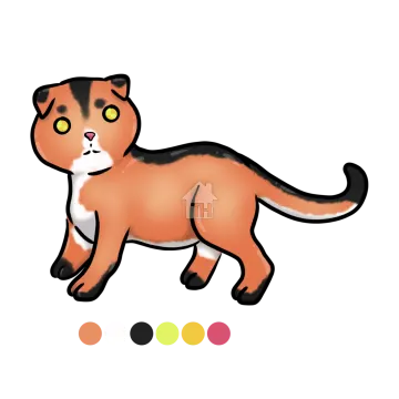an orange and black cat with yellow eyes