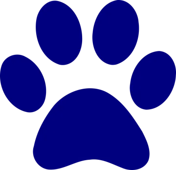 a blue paw print on a white background