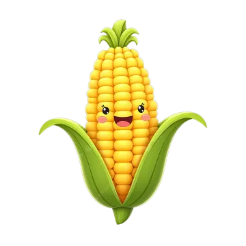 a cartoon corn on a white background