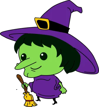 a witch with a broom in her hand
