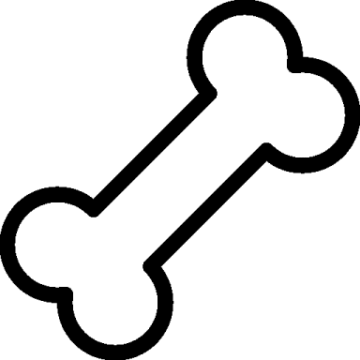 a black and white dog bone