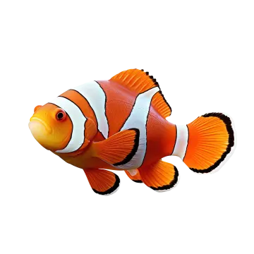 an orange clown fish on a white background