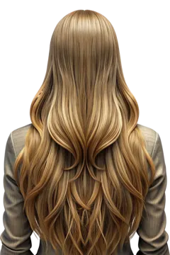 the back of a woman with long blonde hair