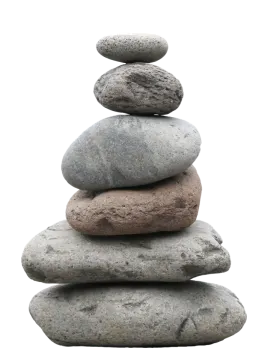 a stack of rocks on a white background