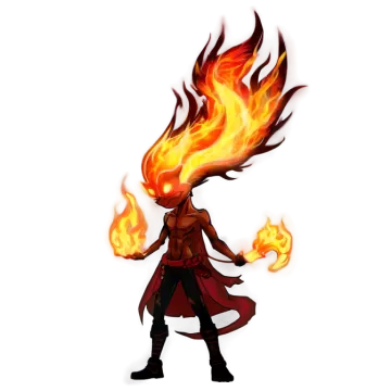 a drawing of a person with fire in their hands