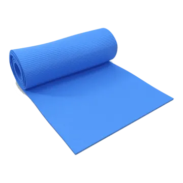 a blue yoga mat on a white background