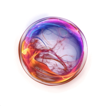 a glass ball filled with colorful liquid on a white background
