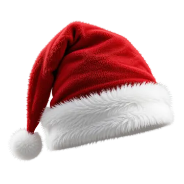 a red santa hat on a white background
