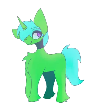 a drawing of a pony with green hair