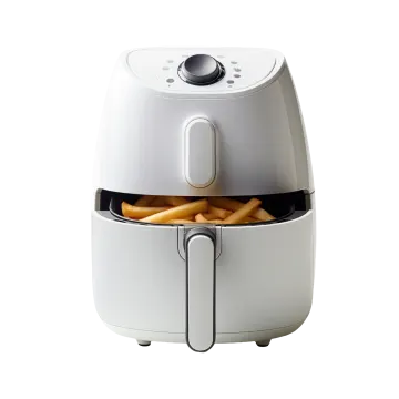 a white air fryer with french fries in it