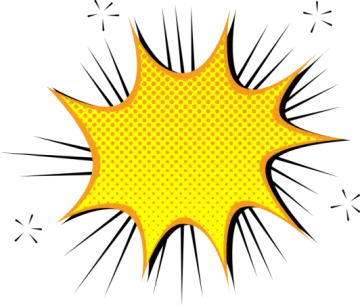 a yellow and black comic speech bubble