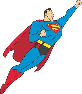 a superman flying in the air