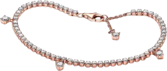 a rose gold bracelet with white diamonds