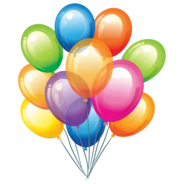 a bunch of balloons on a white background