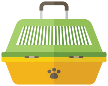 a dog crate with a paw on it