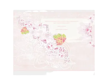 a greeting card with pink flowers and butterflies
