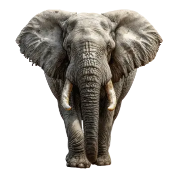 an elephant is standing in front of a white background
