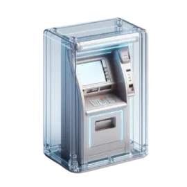 an atm machine on a white background