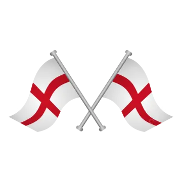 two crossed white and red crossed flags