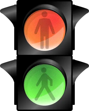 a traffic light with an arrow on it