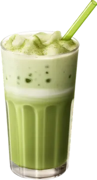 a green drink with a straw in it