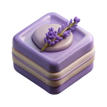 a small purple box with lavenders on top