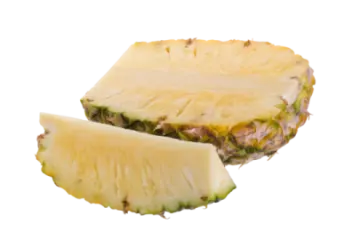 a piece of pineapple on a white background