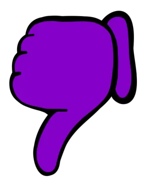 a purple thumbs up icon on a white background