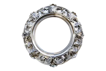 an ornate silver frame on a white background