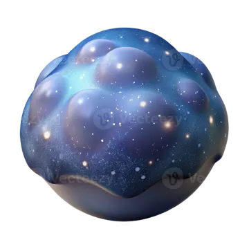 a blue sphere with stars on it