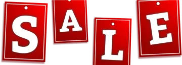 a red sale banner with the word sale on it