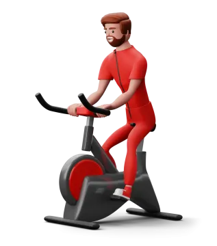 a man riding an exercise bike