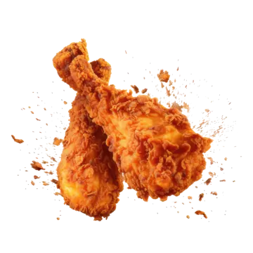 a fried chicken on a white background