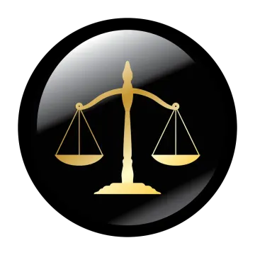 a black and gold scales of justice symbol