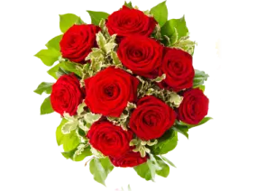 a bouquet of red roses