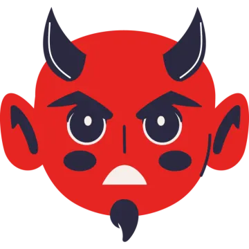 a red devil head with horns on it