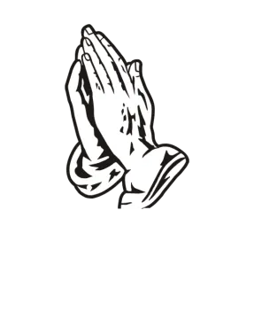 a black and white drawing of a praying hands