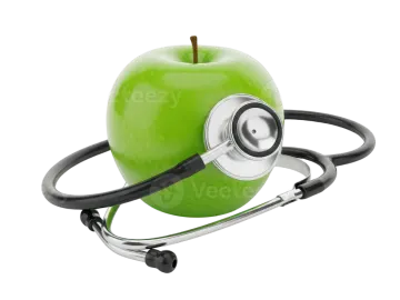 a green apple with a stel on top