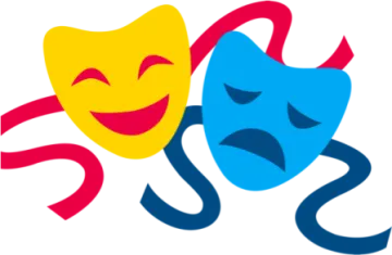 two masks, one with a smile and the other with an open mouth