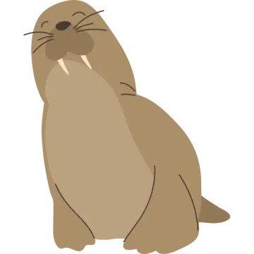 a cartoon sea lion sitting on the ground