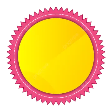 a yellow badge with a pink ribbon around it