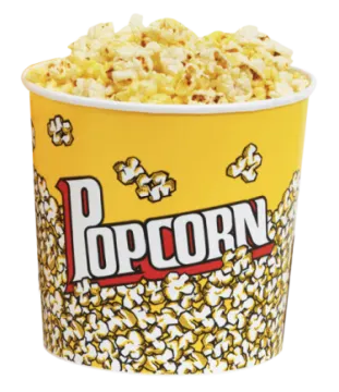 a cup filled with popcorn