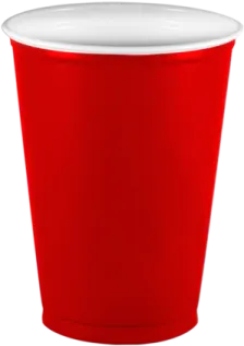a red cup on a white background