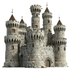a castle with turrets on top of it