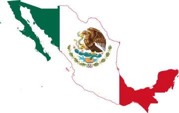 a map with the flag of mexico