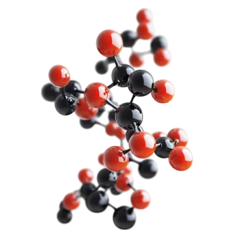 an image of some black and red spheres