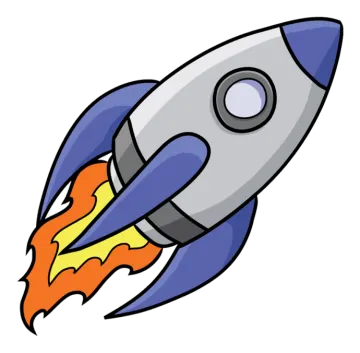a cartoon rocket flying through the air