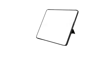 a black tablet stand with a white background