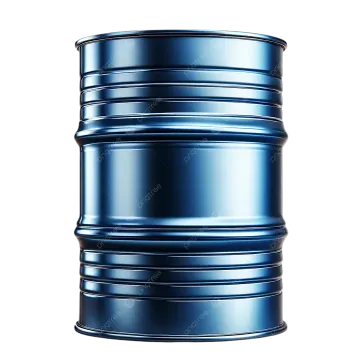 a blue oil drum on a white background stock photo
