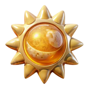 a golden sun with the moon behind it